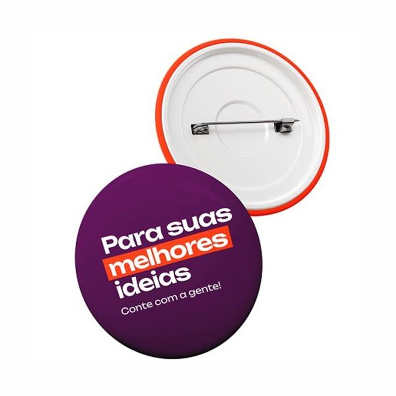 Botton redondo personalizado com alfinete, frente e verso