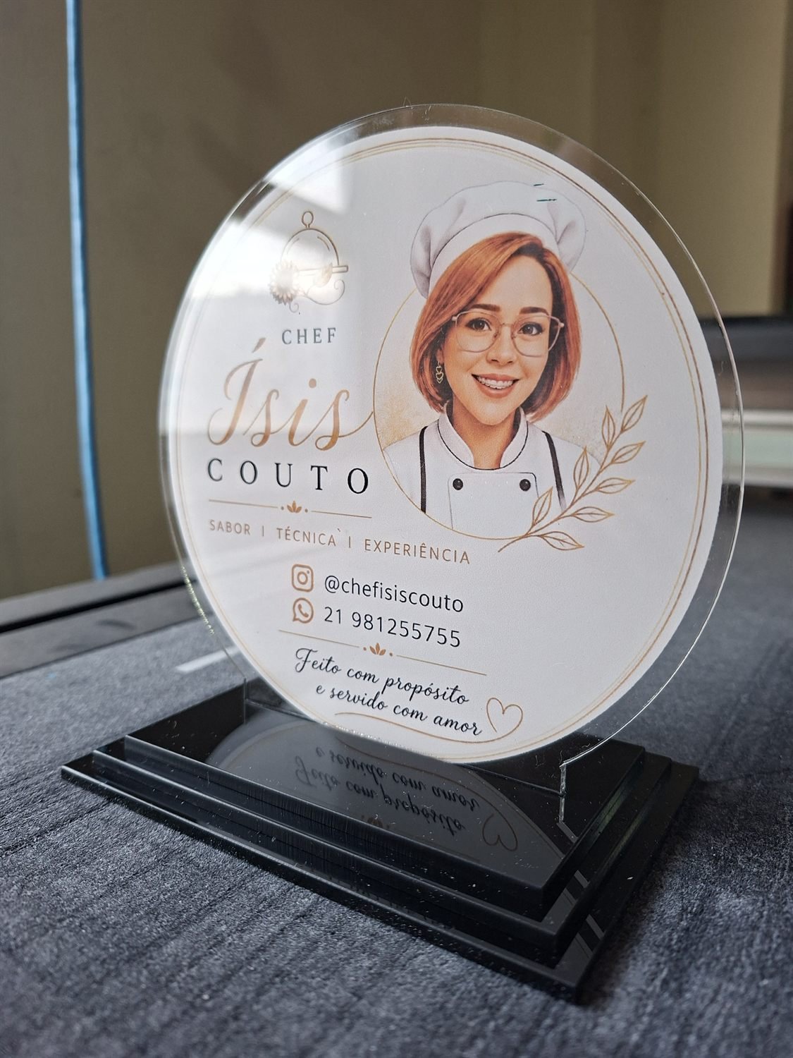 Troféu redondo personalizado em acrílico com foto